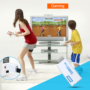 HDTV dönüştürücü <span class=keywords><strong>Wii</strong></span> Full HD <span class=keywords><strong>720P</strong></span> 1080P destek 3.5mm ses Wii2HDTV adaptörü HDTV kulaklıklar için plastik malzeme ile