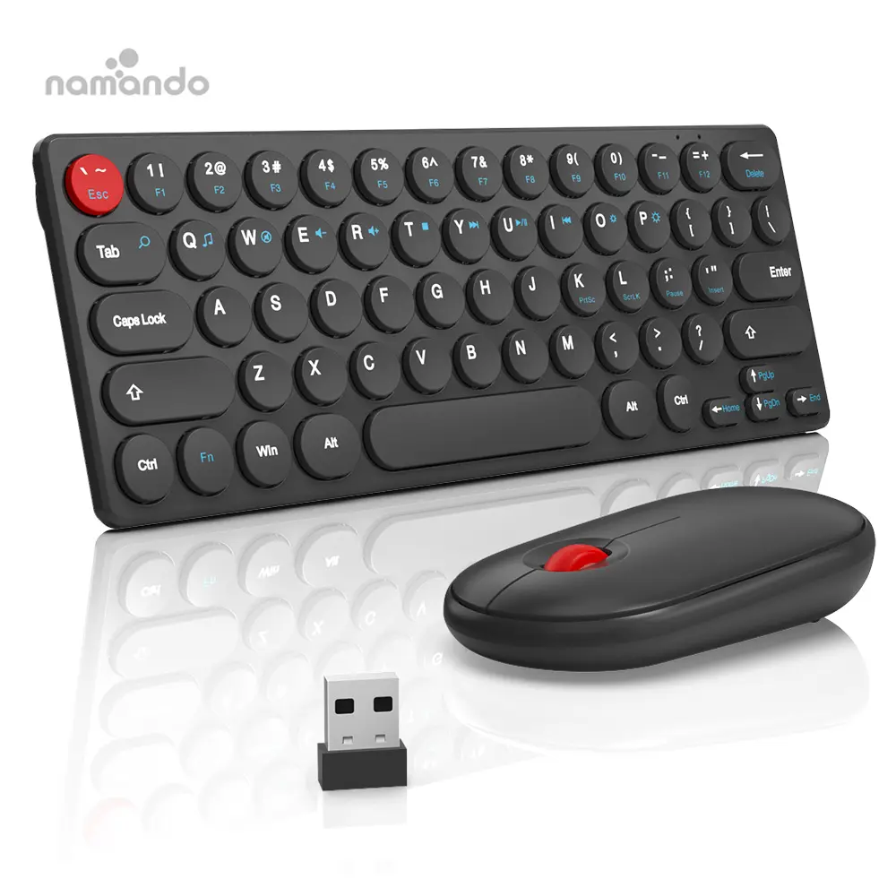 2.4G Wireless Keyboard and Mouse Combo Ultra Slim Mini Keyboard and Ergonomic Mouse for Computer Desktop PC Laptop and Windows