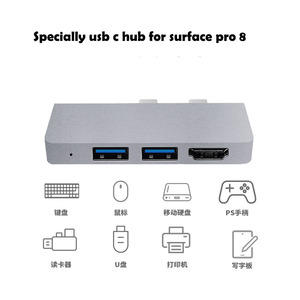 デュアルUSB Cハブ2 USB 3.0 HDTV SD TFカードリーダータイプC Dock 6-in-1 Surface Pro用多機能8 9 10 - Product Image 4