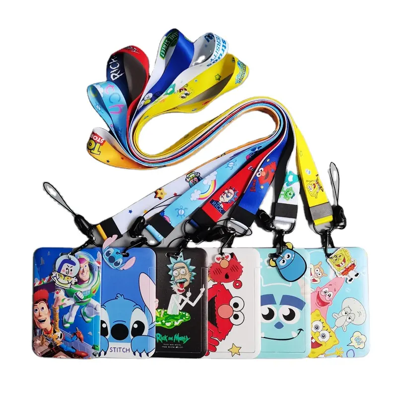 Porta carte simpatico cartone animato mostro spugna Alien Buzz Light cordino Anti-perso nome Badge Bus lavoro ID Card Case con cordino personalizzato