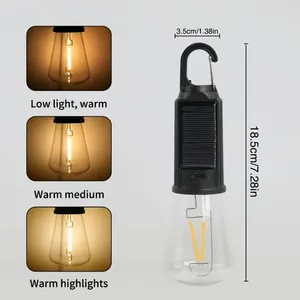 Kanca tipi ile taşınabilir COB ampul LED kamp lambaları-C güneş enerjili açık çadır aydınlatma 3 modu parlaklık - Product Image 3