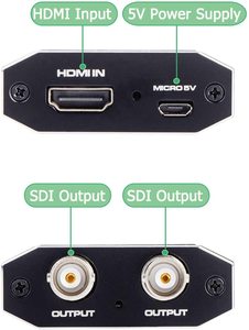 Adaptador convertidor HDMI 4K a SDI, entrada HDMI, dos salidas SDI, compatible con SDI/HD-SDI/3G-SDI