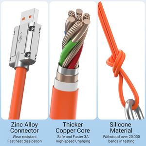 <strong>Factory</strong> Best-Selling 1.2m Type C <strong>USB</strong> Cable Fast Charging Data Cable Zinc Alloy Liquid Silicone 3 in 1 Android Devices - Product Image 4