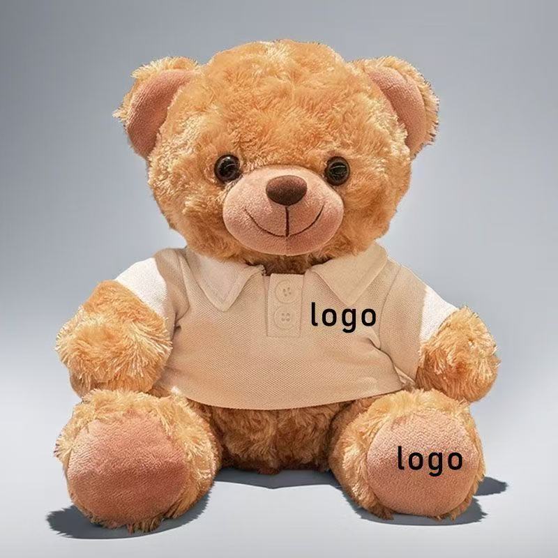 polo blanc-ours marron