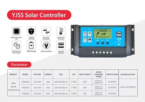 PWM Solar laderegler 12V/24V 10A -60A LCD-Display & 2 USB für Blei-Säure-Batterien Beleuchtungs regler Spannungs regler - Product Image 6