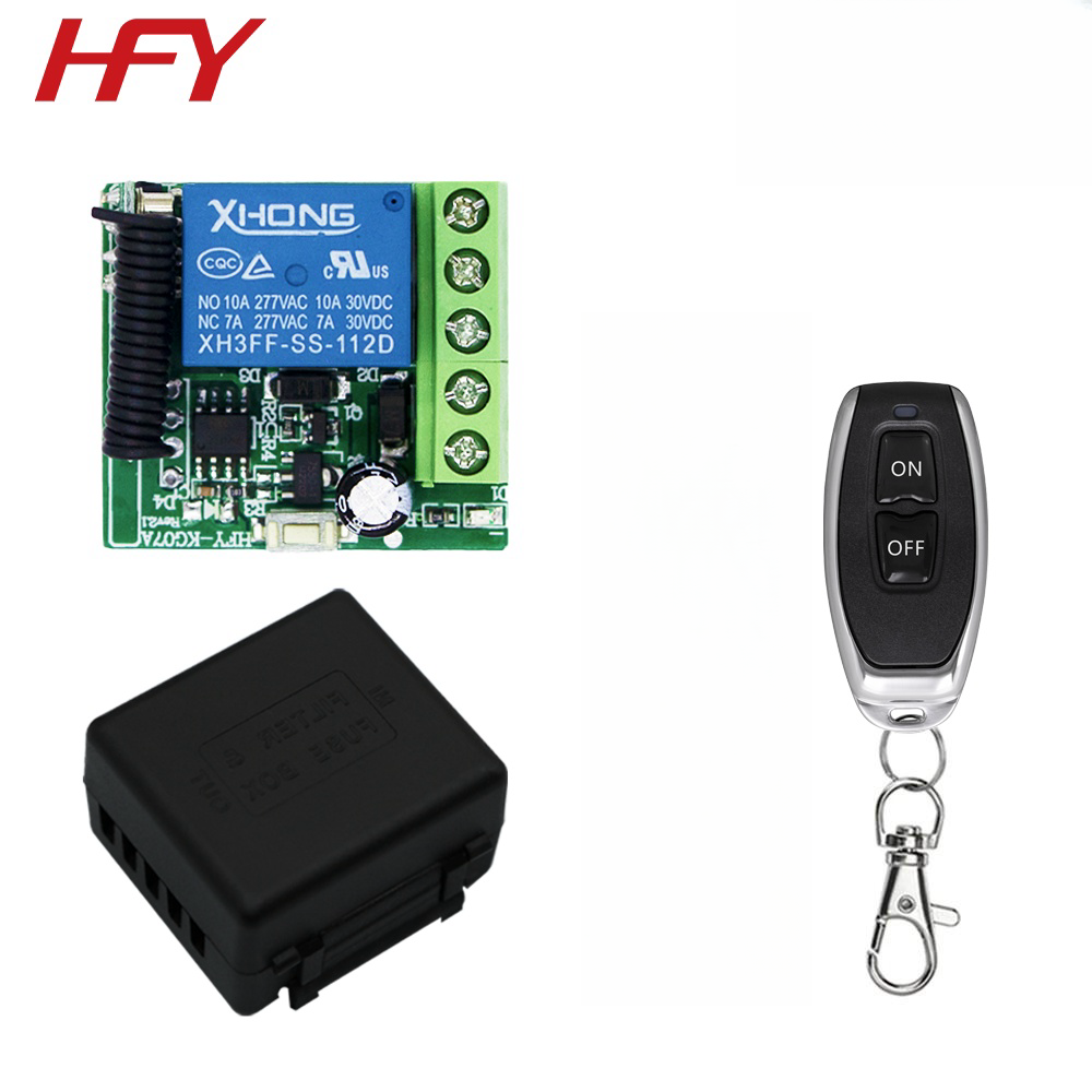 12V con control remoto 532a de 2 botones ON/OFF A/B. Deja un mensaje.