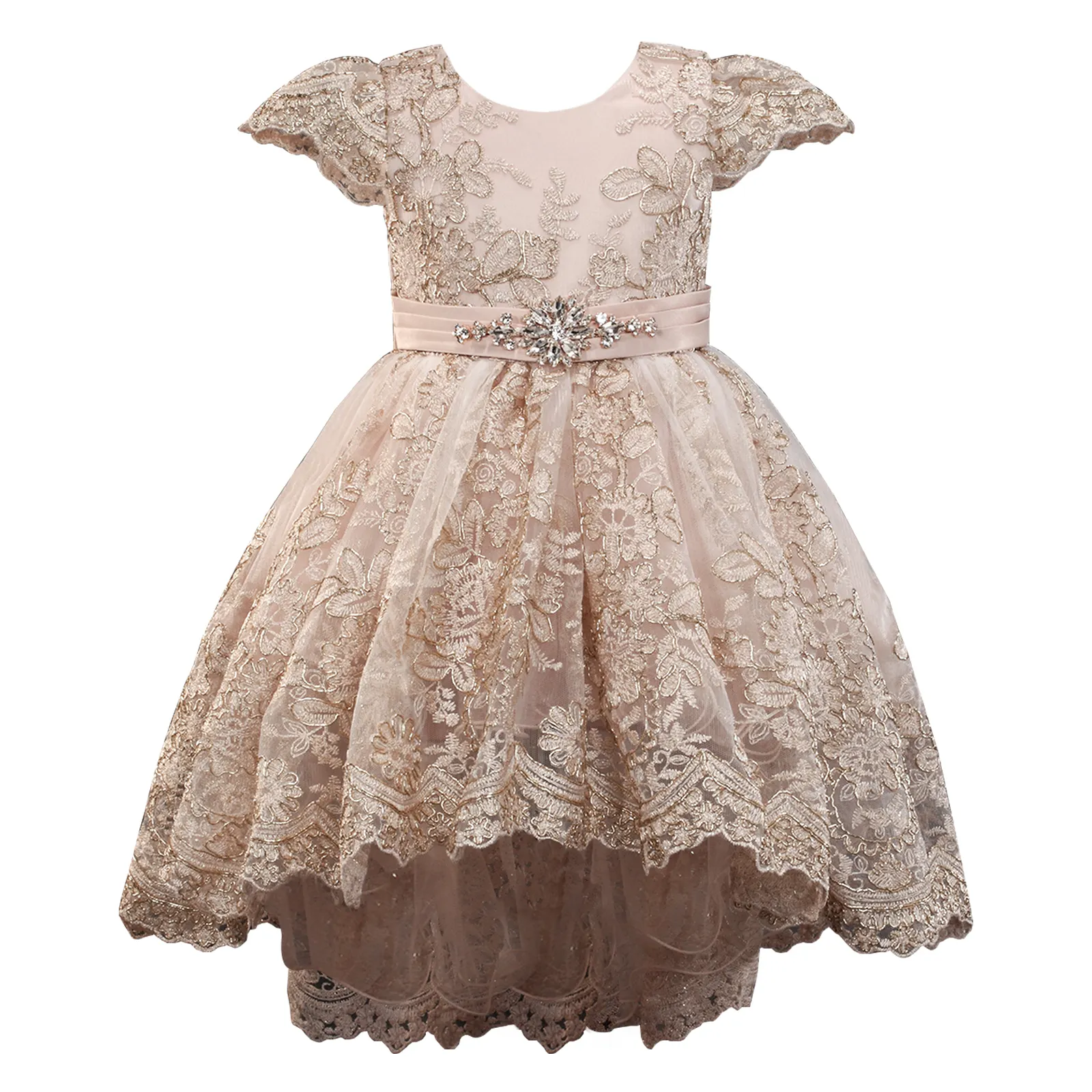 Торжественное платье для маленьких девочек фатиновое платье с цветочным узором и рукавами-крылышками для крещения, для особых случаев, для дня рождения, крещения, для детей от 0 до 24 месяцев