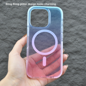 IPhone 16/Pro Max IMD durumda şeffaf köpüklü pembe degrade anti-çizik ve manyetik darbeye yeni cep telefonu kılıfı - Product Image 3