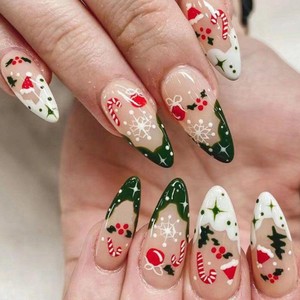Wholesale Christmas Series 24pcs Press-On Nail <strong>Tips</strong> False Nail French Style Coffin Pattern OEM/ODM Available Manufacturer Made - Product Image 3