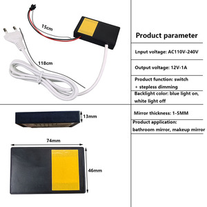 Can Penetrate <strong>1MM</strong>-5MM Long Press Dimming AC110V 220V 240V Mirror Touch <strong>Switch</strong> US Plug EU Plug square Touch Dimming <strong>Switch</strong> - Product Image 3
