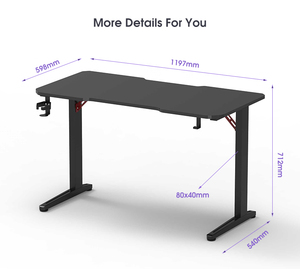 Mesa DE JUEGOS DE PC moderna G24, fábrica al por mayor, marco de Metal negro, computadora de escritorio de altura fija para jugadores de Esports - Product Image 5