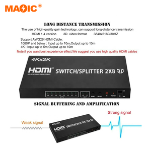 2,0 Hdmi Switch Splitter 2x8 Video Converter 2 Entrada 8 Salida Hdmi Switcher 4K 60Hz Hdmi Switch