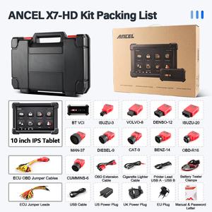 ANCEL X7高清重型卡车扫描仪24v全系统EPB ABS机油复位SAS d-p-f Regen TPMS ECU编码OBD2诊断工具 - Product Image 6