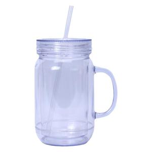 USAストック20 oz二層PCプラスチックルースターカジュアルオフィスカップハンドルとストロープラスチックビールカップ付き