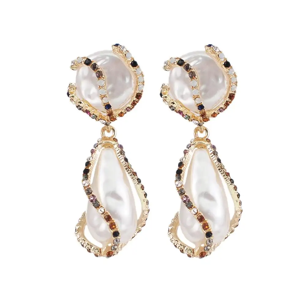 HANSIDON — boucles d'oreilles en Imitation de perles en strass, bijoux fantaisie, faites à la main, Style coréen, idée cadeau de mariage