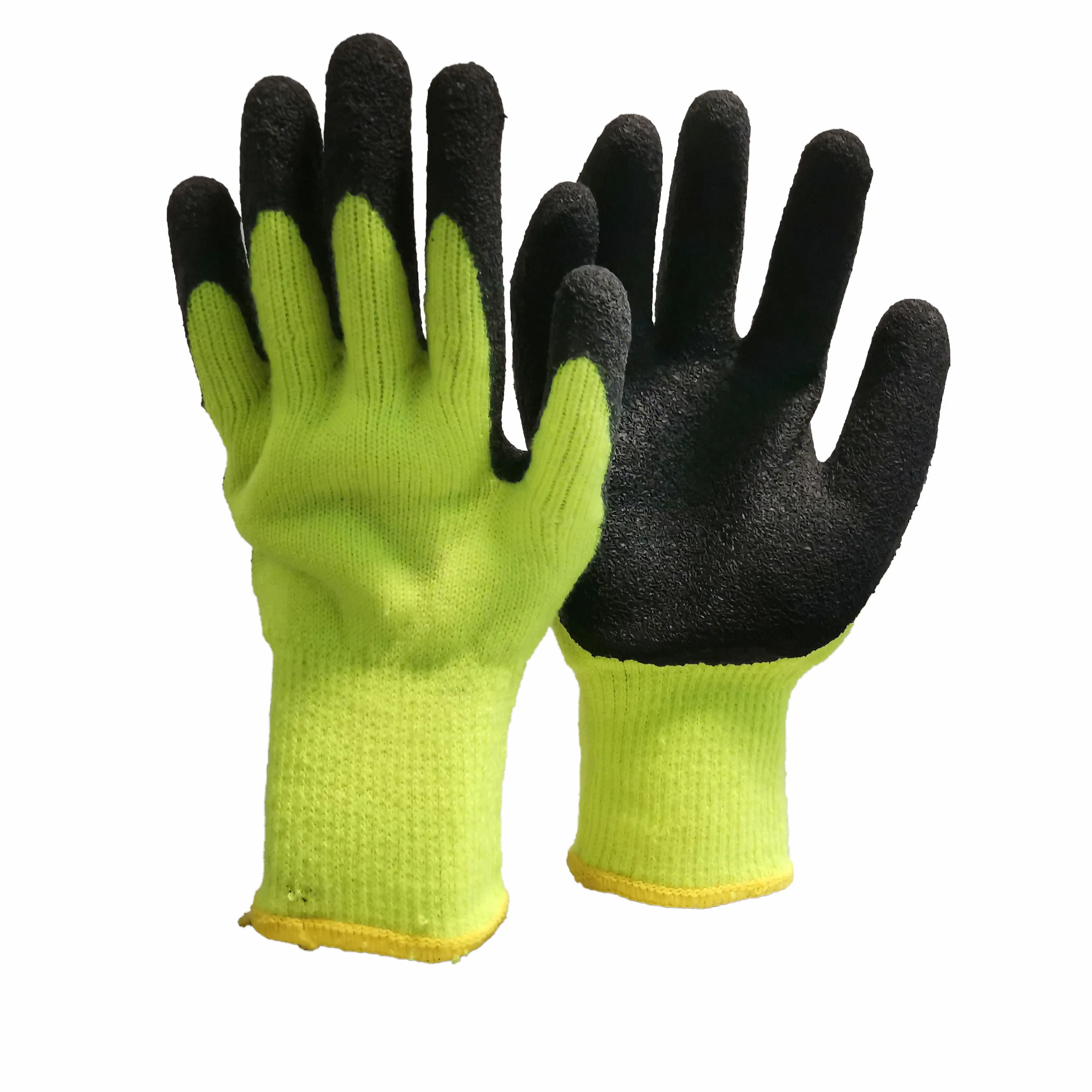 Latex Crinkle Coated 7 Gauge Acryl Soft Brush Inner Winter Warme dicke Arbeits handschuhe