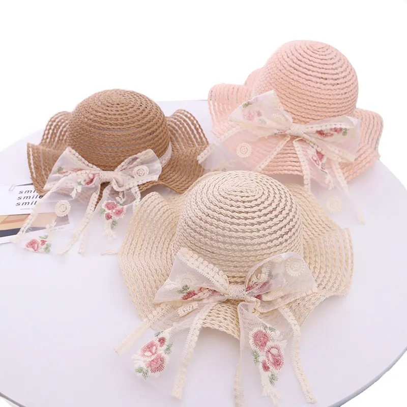 Landfond principessa per bambini cappello di paglia estivo per bambini cappelli da sole per ragazze accessori fiocchi a tesa grande da spiaggia cappelli a secchiello per bambini