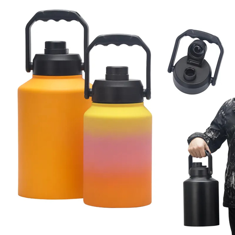 Botella De Agua De Acero Inoxidable para gimnasio, Botella De Agua personalizable para gimnasio, 2 Litros, 2 Litros