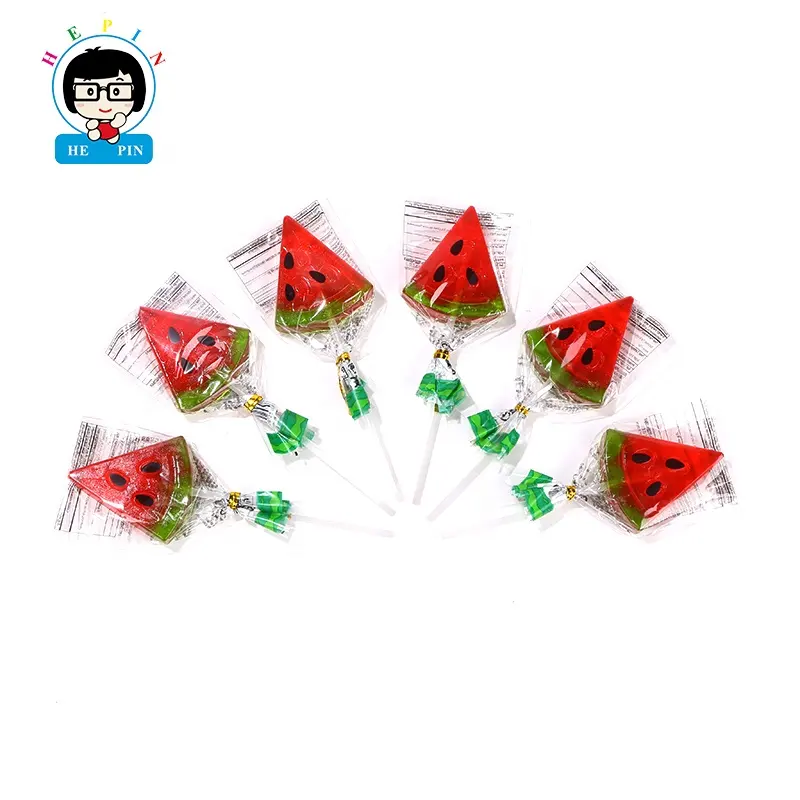Großhandel Halal Sweet Candy Fruchtiger Geschmack Wassermelone geformte Hart bonbon Lutscher für Kinder
