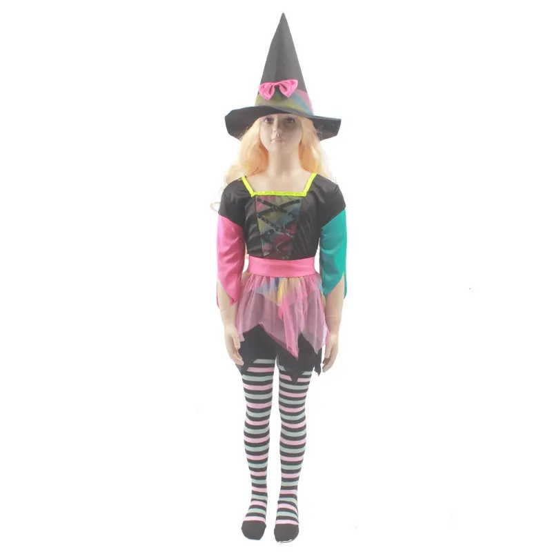 Novedad de 2023, bonitos disfraces de Cosplay de brujas para fiesta de Halloween para niñas y niños