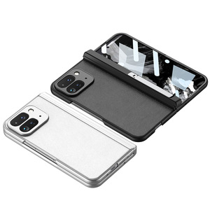 <span class=keywords><strong>Google</strong></span> Pixel 9 Pro Gấp Đứng Điện Thoại Trường Hợp Từ Bản Lề Đồng Bằng Da Carbon Kết Cấu Sợi Gấp - Product Image 2