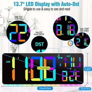 13 "o 16.5" grande orologio da parete digitale con telecomando, orologio digitale con doppia sveglia, Timer di conteggio verso l'alto/verso il basso, orologio da parete a LED - Product Image 3