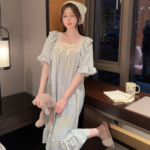 M-5xl ฤดูร้อนสั้นพลัสขนาดชุดนอนผ้าฝ้าย nighty ชุดนอน pijama ชุดชุดนอน homewear ไขมันสุภาพสตรีผ้านอนสําหรับสตรี - Product Image 2