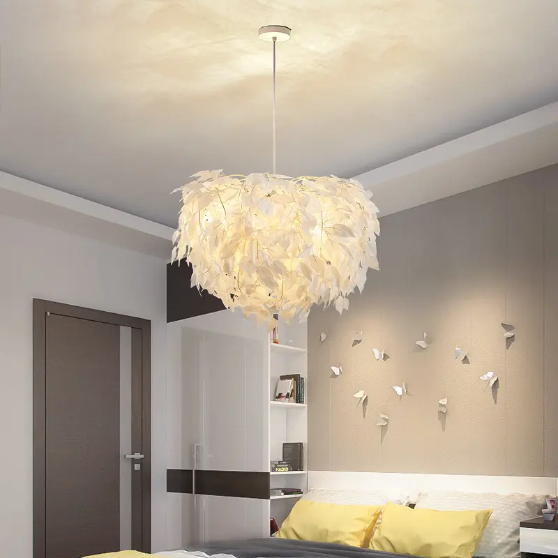 Скандинавская спальня гостиная перо индивидуальная люстра в виде листьев простой современный дизайнер креативный магазин одежды лампы