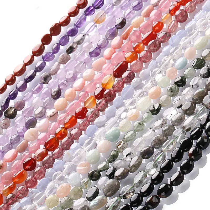 공장 8*10 미리메터 500 Kinds Smooth 광택 불규칙한 Nugget 폭락 보석 자수정 Rose Quartz Beads 대 한 DIY 보석 만들기