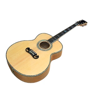 Flyoung Natural Wood Color 43 Inches Acoustic Guitar SJ200 Model Top Solid Flame Maple Back and Side Abalone Fret Inlay - Product Image 1