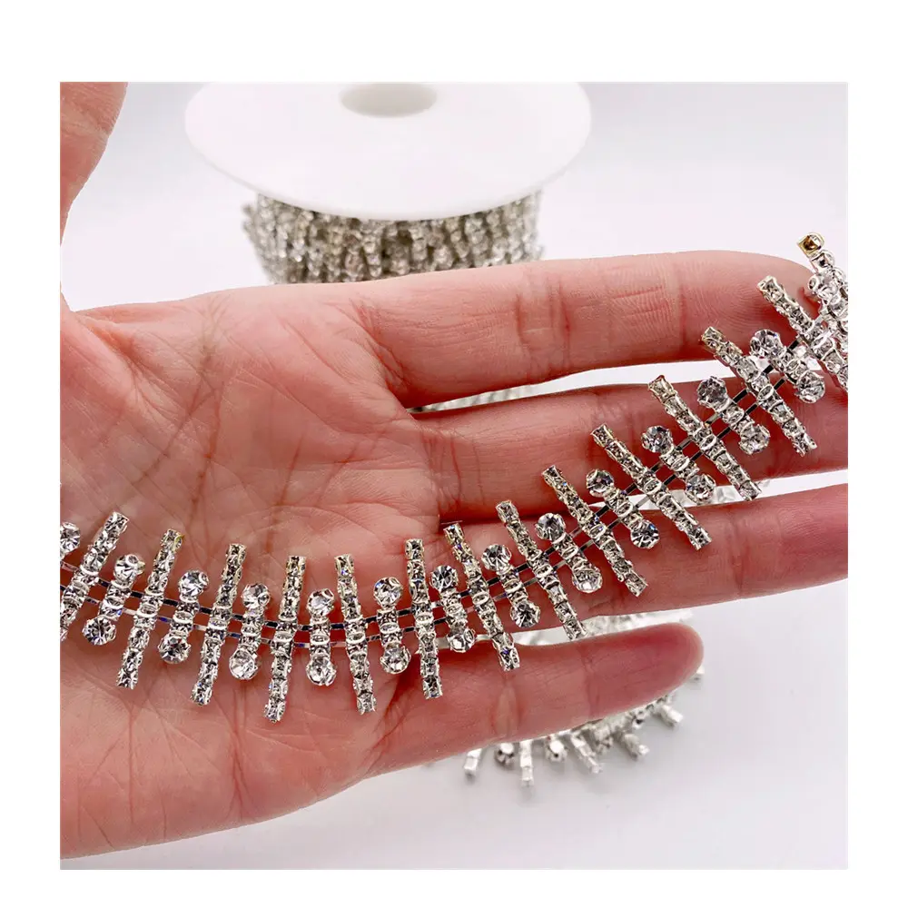 Grosir Pita Pita Berlian Imitasi Kristal dengan Berlian Imitasi Dijahit Pada Appliques untuk Pernikahan DIY
