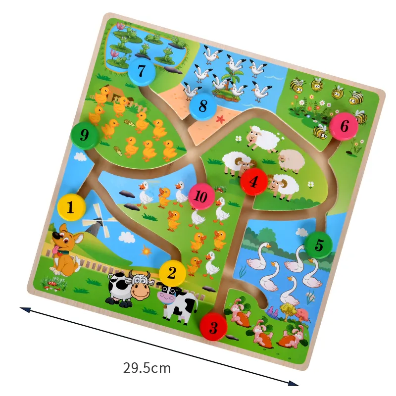 2024 nuovi alfabeti in legno Farm Animal Maze Puzzle Board genitori figli bambini educazione all'interazione giocattoli matematica gioco educazione precoce