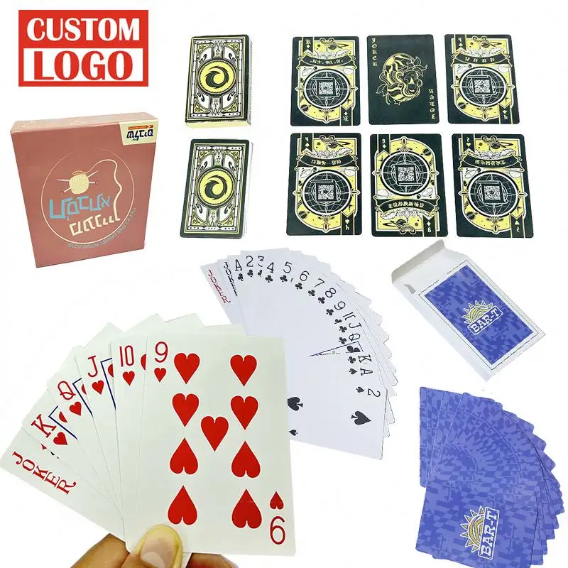 Produttore Funny Kids Adult Party Game Card Logo personalizzato all'ingrosso due set di carte da gioco nere da Poker con stampa laterale