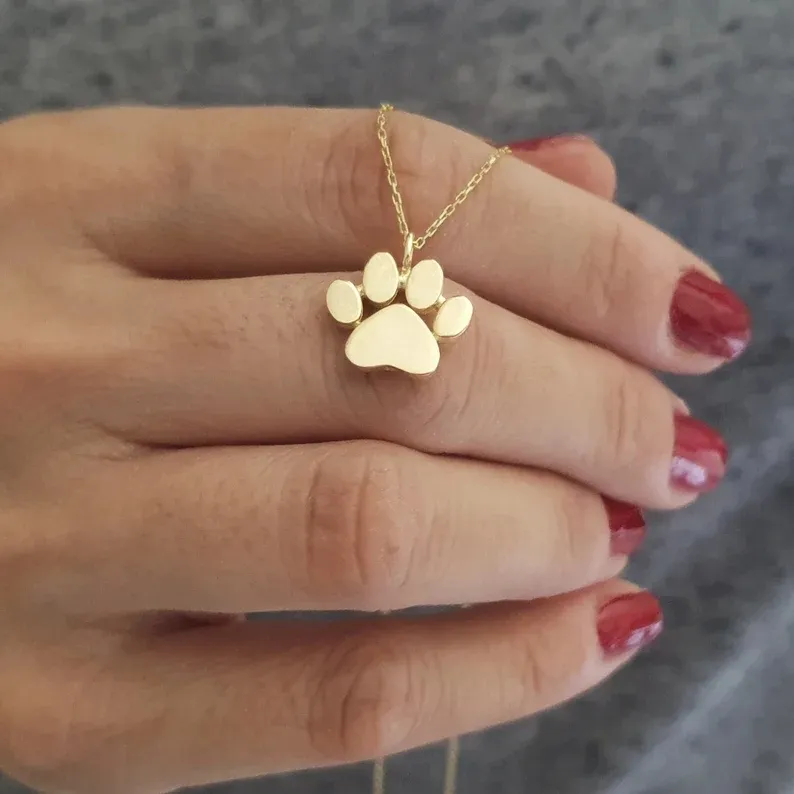 Collana con zampa di cane in oro collana con ciondolo a forma di zampa di cane con ciondolo a forma di amante del cane regalo di natale collana con proprietario di cane