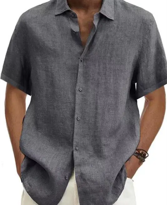 High Quality Men's Short Sleeve Casual Shirts Button Down Shirt for Men Beach Summer Wedding Shirt