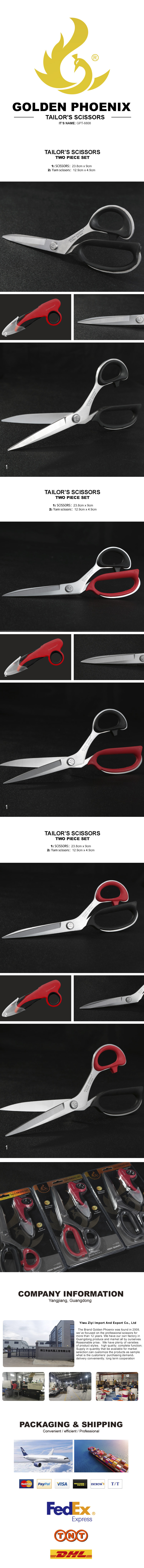 Golden Phoenix Scissor & Shear Two piece set of stainless steel tailor scissors with yarn scissors for comfortable grip and easy