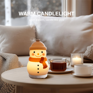 Lovely Christmas Warm Candlelight Multiple Timing Options Ultrasonic Aroma <strong>Nebulizer</strong> Snowman <strong>Diffuser</strong> - Product Image 3
