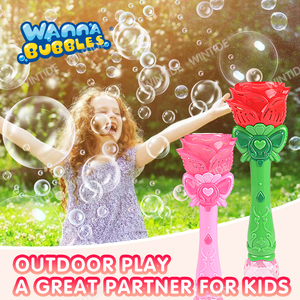 Großhandel ODM OEM 24,5 cm Rose Flower Bubble Stick Kind Outdoor Spielzeug Geburtstags feier Spielzeug Bubble <span class=keywords><strong>Wand</strong></span> für Mädchen - Product Image 5