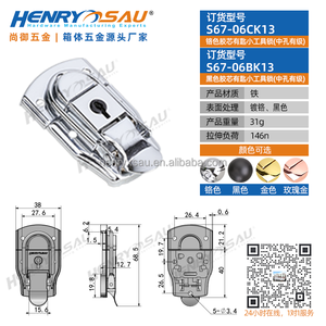 Geçiş çekme için anahtar ile metal mandal kilit parçaları raptiye toka alüminyum kasa kutusu metal çile toka kanca klip kelepçe çanta - Product Image 3