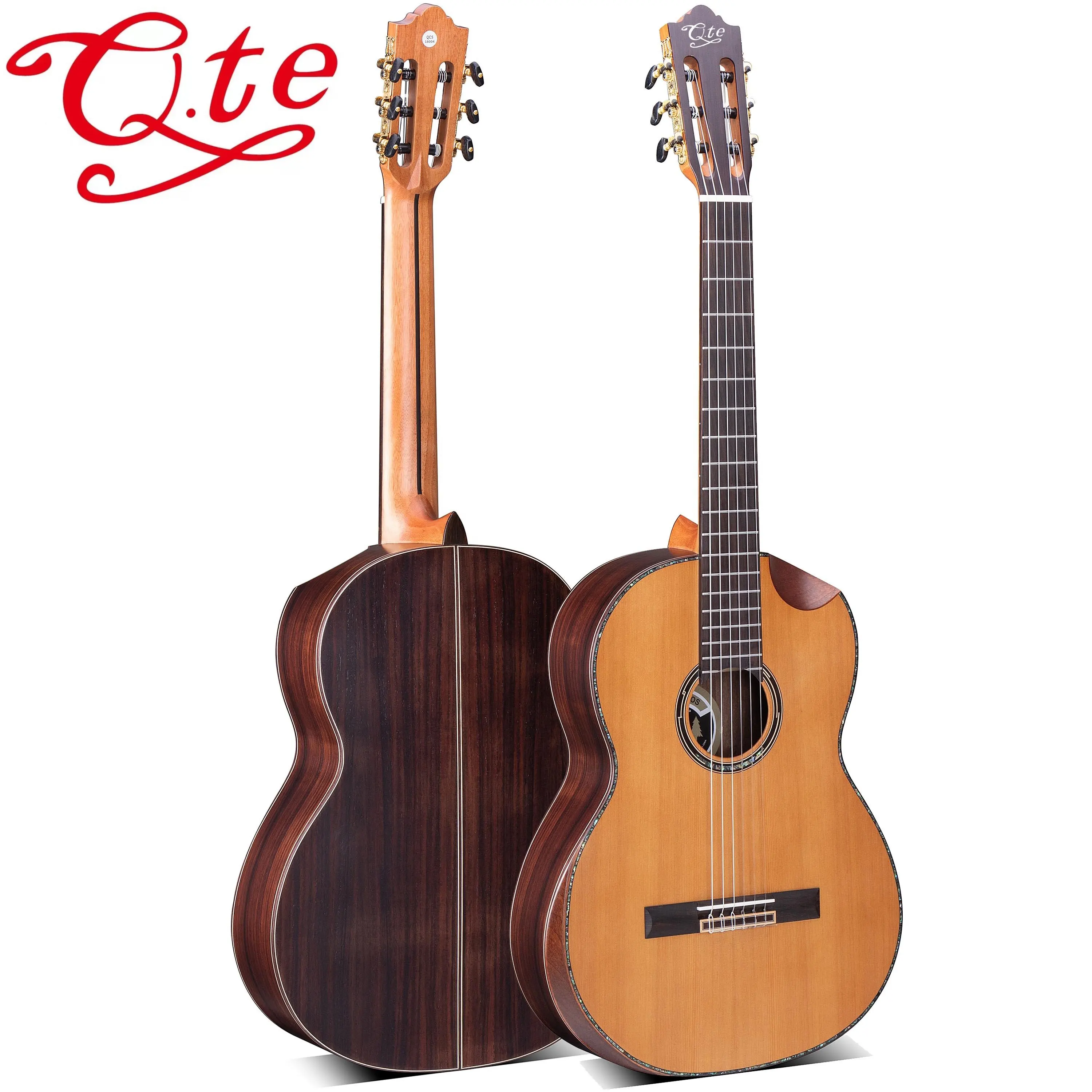 Chitarra classica QTE di alta qualità con corpo in abete massello dall'aspetto gradevole