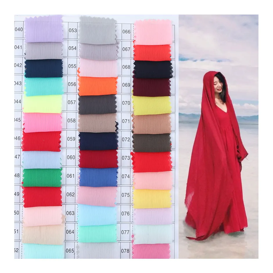 Vendita calda 115gsm leggero ultra morbido poliestere chiffon tessile abito e abito di alta qualità tessuto Sari rosso