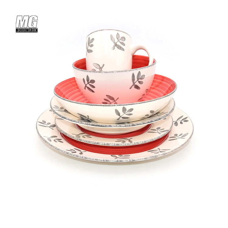 Manufacturer customized unique type pattern ceramic porcelain dinnerware sets without mugs uk