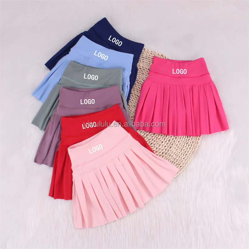 Baby Girls Sport Style Yoga Skirt Pants High Elasticity Pleated Skirt With Shorts Custom Print And Logo Midsummer 2024