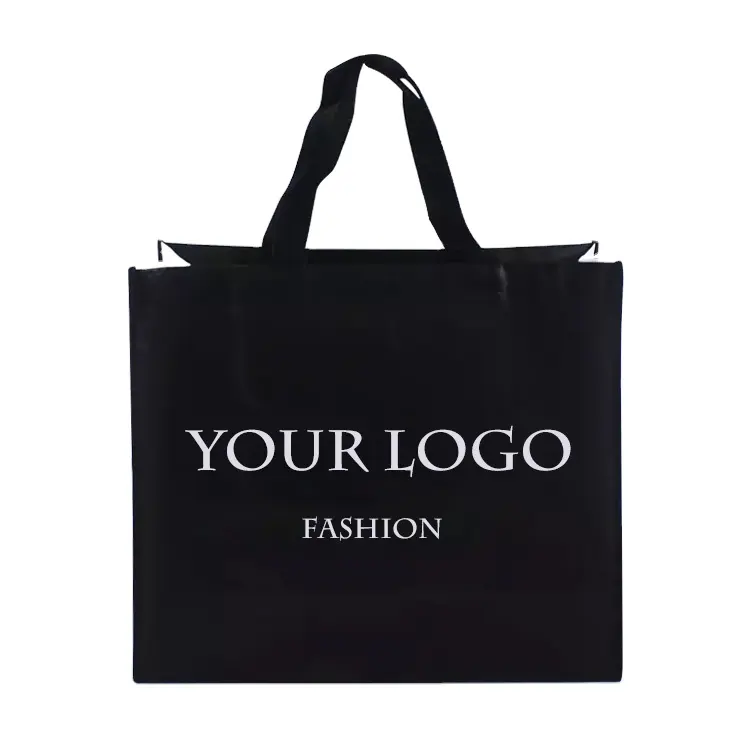 Eco friendly reusable black bolsa pp non woven fabric tote shopping packaging gift bag