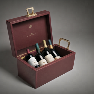 Contenitore regalo di vetro per bottiglie di vino in pelle di lusso da personalizzare per accettare le prove in grado di fornire design