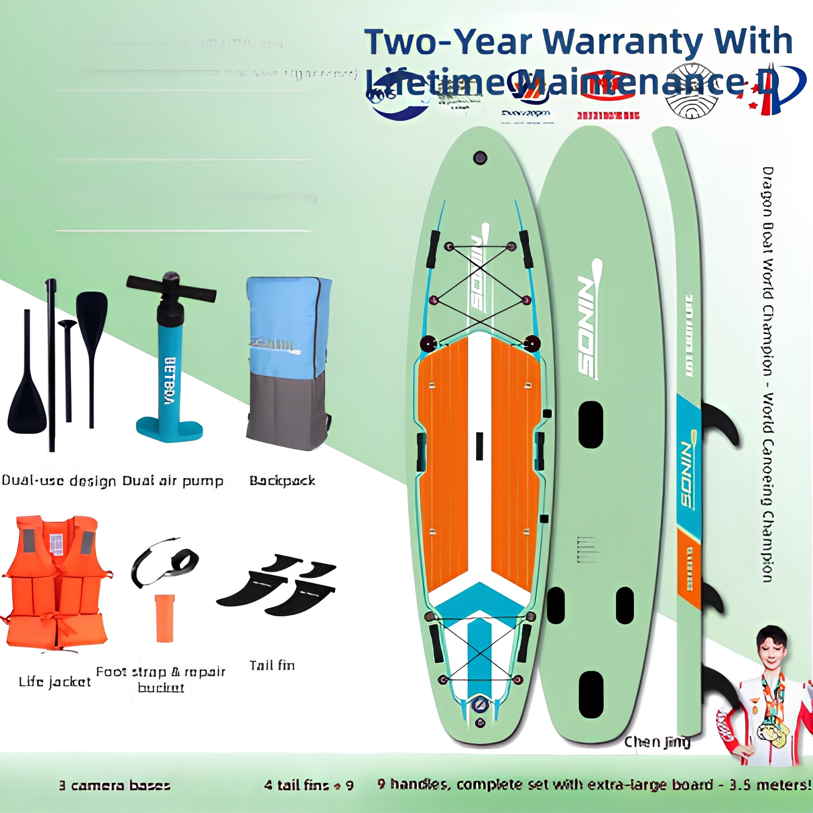 all-round family board-s-4 fins-9 handles-double storage