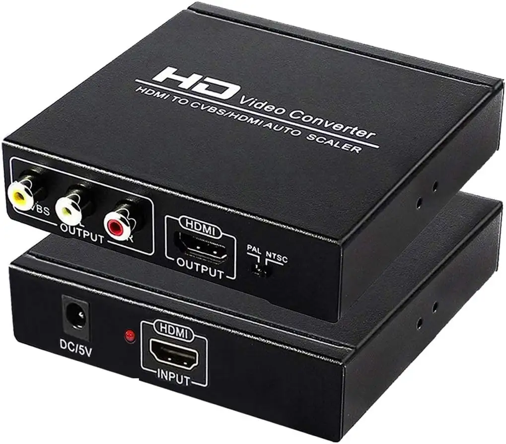 Convertidor de HDMI a HDMI AV CVBS RCA, convertidor de vídeo compuesto a HDMI, adaptador Coaxial de 3,5mm, soporte de Audio Full HD 1080p