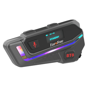 Accesorios de motocicleta, auriculares Bluetooth con función de intercomunicador, con pantalla LCD comunicación grupal, compatible con sistema multilingüe