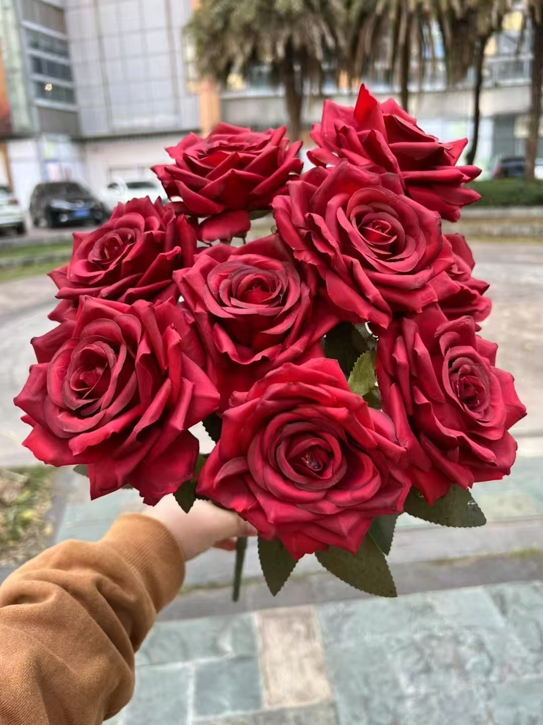 9 cabezas de diamante rosa roja