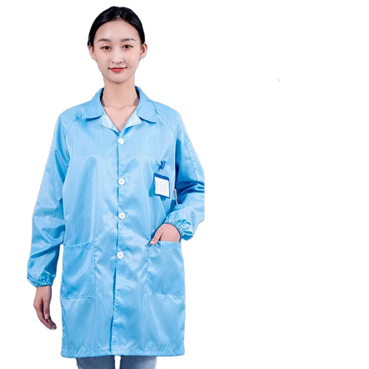 white or blue washable ESD Smock Antistatic Cleanroom Garment Lab Coat